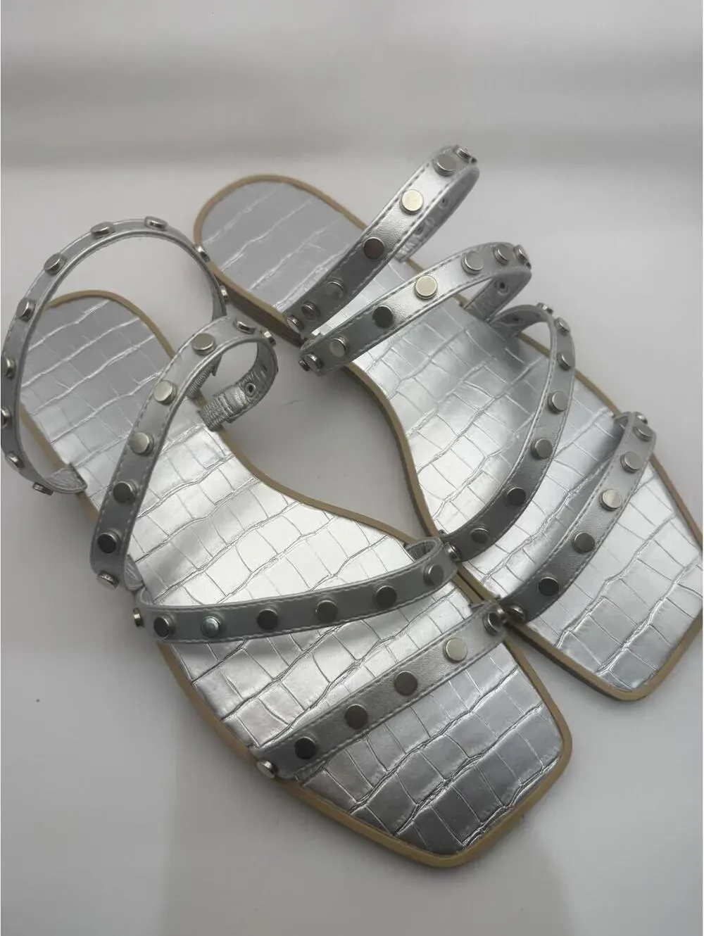 Silver Studded Strappy Women's Sandals size 9